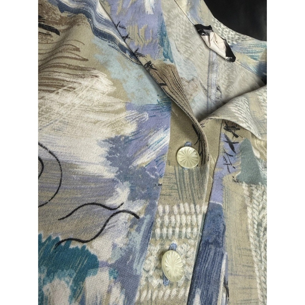 VTG Kay Silver Abstract Art to Wear Shirt(L) Skirt(M) Set Pastel Brushstroke 80s - Picture 5 of 14